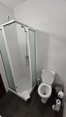 a bathroom with a shower and a toilet at Inmaculado Apartment in Funchal