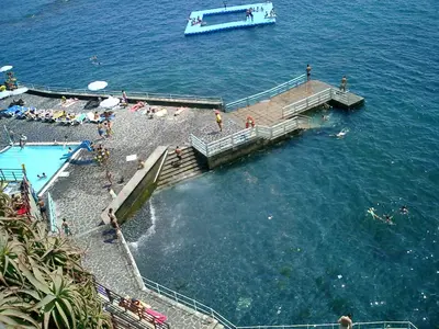 an overhead view of a swimming pool in the water at Central Studio in Funchal 3S in Funchal