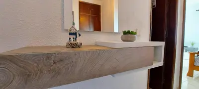 a counter top in a room with a mirror at Sunset View Flat in Aljezur