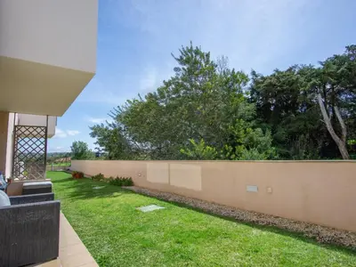 a fence with grass and trees in the background at Casa Aromas do Mar, Burgau in Burgau