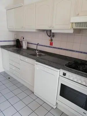 a white kitchen with white cabinets and a sink at Sol & Mar Camara de Lobos in Câmara de Lobos