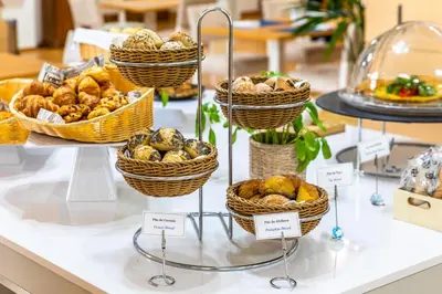 a display of baskets of food on a table at Lagos Atlantic Hotel in Lagos