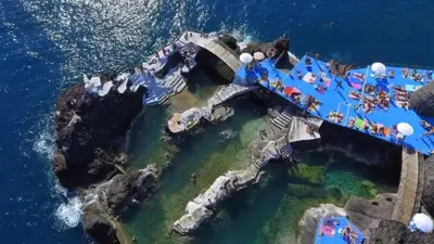 an aerial view of a small island in the water at Un Balcon Sur La Mer in Funchal
