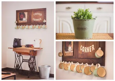 a collage of pictures of a kitchen with a coffee corner at Ardmar B&B in Vila do Bispo