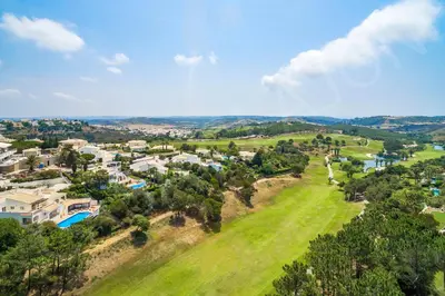 an aerial view of a village on a hill at Casa Clajon in Budens