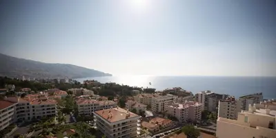 an aerial view of a city and the ocean at Dorisol Buganvilia Studio Hotel in Funchal
