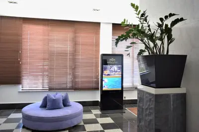 a room with a potted plant and a tv at Madeira Regency Cliff - Adults Only in Funchal