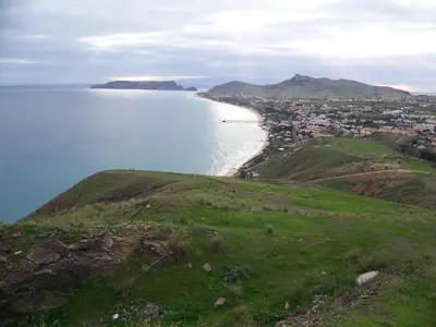 a view of the ocean from a hill at Porto Santo Apartment in Porto Santo