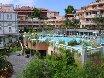 arial view of a resort with a swimming pool at Pestana Miramar Garden & Ocean Hotel in Funchal