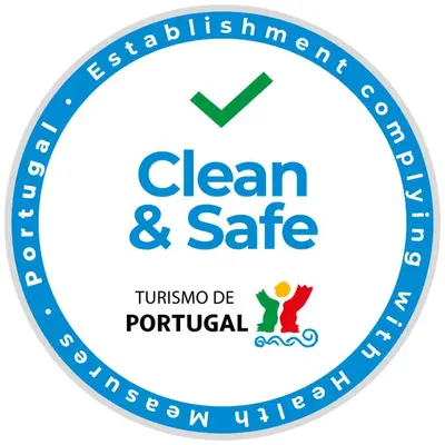 a blue clean and safe logo with a person in the middle at Charming Villa in Funchal in Funchal