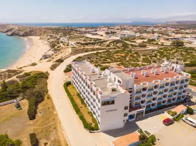 an aerial view of the hotel and the beach at Aparthotel Navigator in Sagres