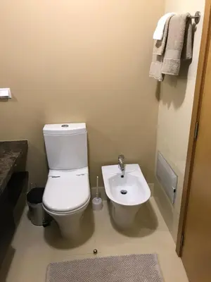 a bathroom with a white toilet and a sink at Lou-Jos in Funchal