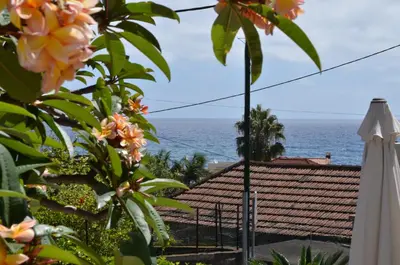 a view of the ocean from the balcony of a house at O Clube in Porto da Cruz
