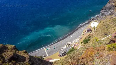 an aerial view of a beach and the ocean at Vila Tagus Garajau in Caniço