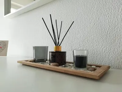 a shelf with two glasses and a vase on it at Burgau125 - villa near the beach in Vila do Bispo