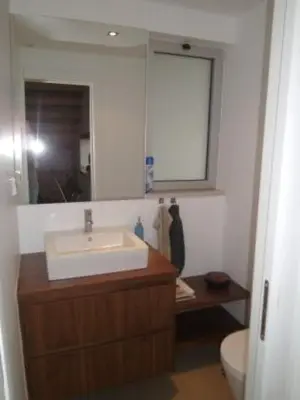 a bathroom with a sink and a toilet and a mirror at Sea Sagres in Sagres