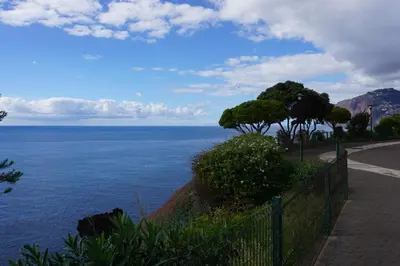 a view of the ocean from the side of a road at Freda House in Funchal