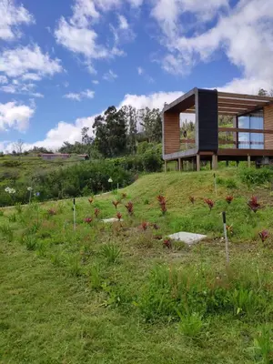 a house on top of a grassy hill at Calheta Glamping Pods - Nature Retreat in Calheta