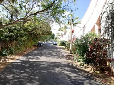 an empty street with trees and cars parked on it at Atlantis Flat. Relaxing Moments in Machico