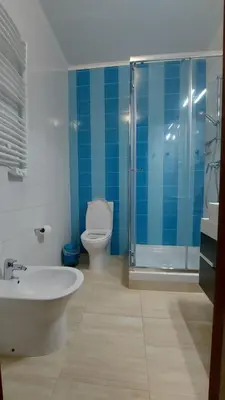 a bathroom with a toilet and a sink and a shower at Casa Rose in Almádena