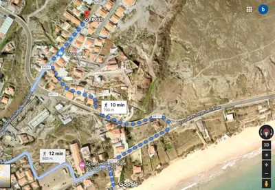 a map of a road with blue at A Casa do Góis - Villa in Porto Santo in Porto Santo