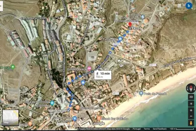 a map of a beach with a marker on it at A Casa do Góis - Villa in Porto Santo in Porto Santo