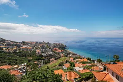 an aerial view of a city and the ocean at Vila Papagaio Verde by An Island Apart in Funchal