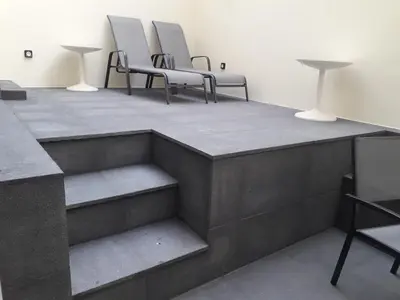 a waiting room with three chairs and stairs at OLD TOWN Apartment W Interior Terrace - Barreirinha in Funchal