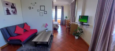 a living room with a couch and a television at Appartamento Villa in Ponta do Sol