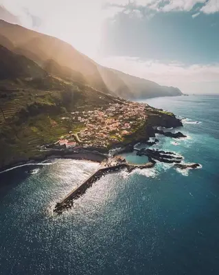 an aerial view of a small island in the ocean at Getaway to Blue Paradise at Madeira Island in Funchal