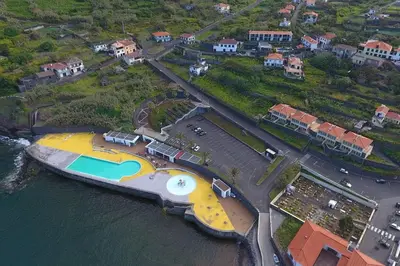 an aerial view of a large boat in the water at PDelgada 3-Bed House Sleeps 6 Parking & Sea View in Ponta Delgada