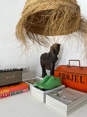 a stack of books with a statue of a horse on top at Casa da Oliveira - Bordeira in Bordeira