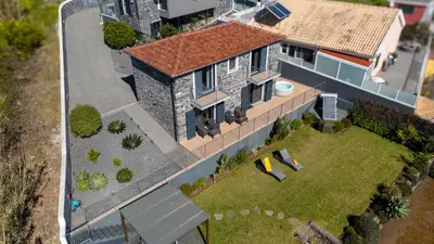 an overhead view of a house with a roof at Casa da Felicidade by LovelyStay in Prazeres