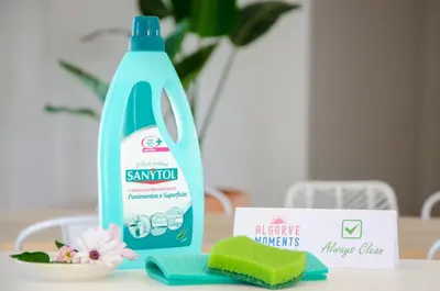 a bottle of sambron bathroom cleaner sitting on a table at Casa da Praia - Lagos in Lagos