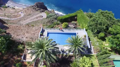 an aerial view of a villa with a swimming pool at Casa Martinhos by LovelyStay in Caniço
