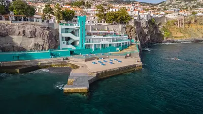 an aerial view of a resort on the water at Barreirinha Suite Top Floor by Holiday Rental Madeira in Funchal