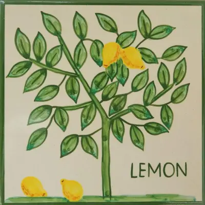 a drawing of a lemon tree with two yellow butterflies at Casa Monte Cristo Apartments - Lemon in Lagos