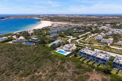 an aerial view of the resort and the beach at Sea View Villa in Sagres