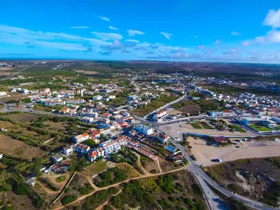 an aerial view of a small town with houses at Sea View Villa in Sagres