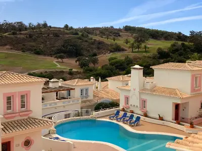 arial view of a villa with a swimming pool at Luxury private property-pool, unique sun roof, free wifi in Budens