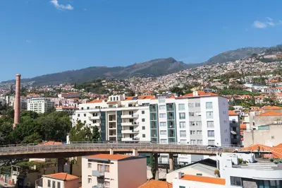 a view of a city with a bridge and buildings at Luxurious Apartment Funchal - Casa Valentina - Rent2U, Lda in Funchal