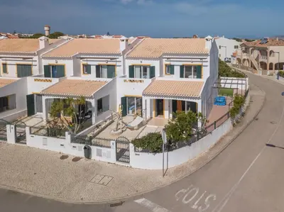an aerial view of a house with a street at Kichershome in Sagres