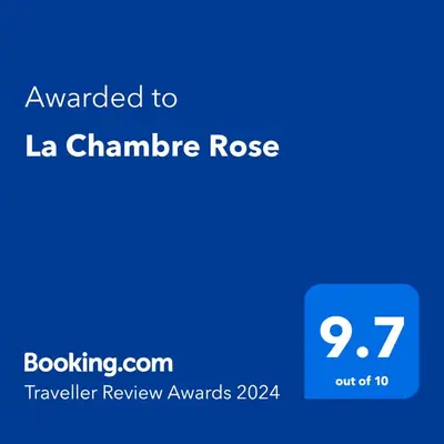 a screenshot of a phone with the text awarded to la clairnierosis reuse at La Chambre Rose in Ponta do Sol