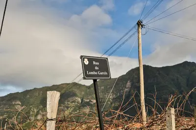 a sign that says no mountain cars on a road at Sebastian's Apartment in São Vicente