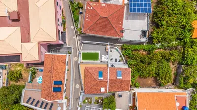 an overhead view of roofs of houses at SolMar in Jardim do Mar