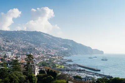 a view of a city and the ocean with a mountain at Rooftop Funchal I by Madeira Best Apartments in Funchal