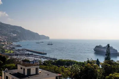 a cruise ship is docked in a harbor at Rooftop Funchal I by Madeira Best Apartments in Funchal