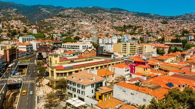 an aerial view of a city with buildings at FLH Viola Market Flats with Terrace in Funchal