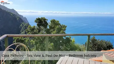 a view of the ocean from a balcony at Quinta São Lourenço in Fajã da Ovelha