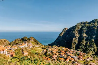 a village on a hill next to the ocean at Olinda's Place by Amazing Madeira in Boaventura